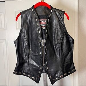 Milwaukee Leather Vest Womens XL Zip Up Biker Motorcycle Silver Studs Pockets